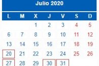 Calendario Contribuyente. JULIO 2020