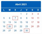 Calendario contribuyente. Abril 2021