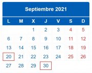 Calendario contribuyente. Septiembre 2021