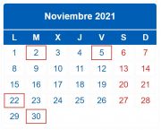 Calendario contribuyente. Noviembre 2021